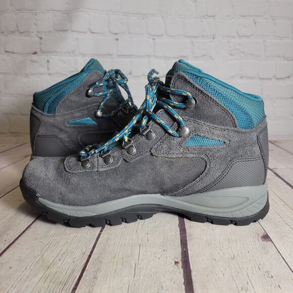 Columbia Waterproof Amped Hiking Boots Gray/Teal Newton Ridge Womens 8 Wide - Picture 4 of 9